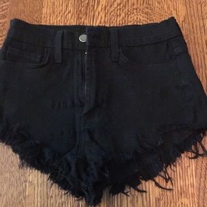 Black denim cut off shorts